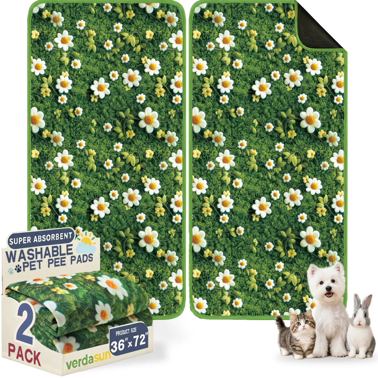Blossom Walk Washable Dog Runner – Ultra-Absorbent Leak-Proof Long Pad with Silent Comfort & Secure Grip, OEKO-TEX Certified for Wide Hallways