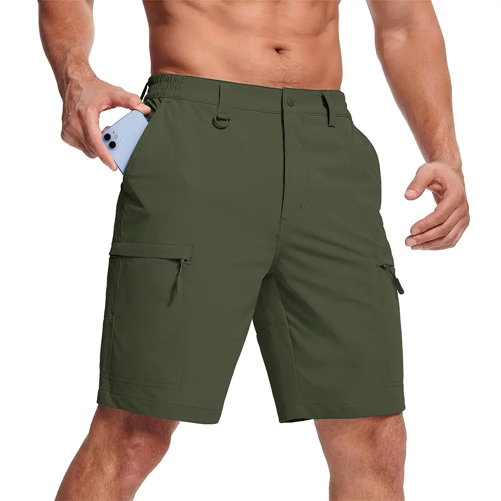 Men's Shorts, 5-Pocket Water-Resistant Ripstop Quick-Dry Outdoor Cargo Tactical Shorts for Hiking, Fishing, Travel, Elastic, Athletic Wear, Short Pants