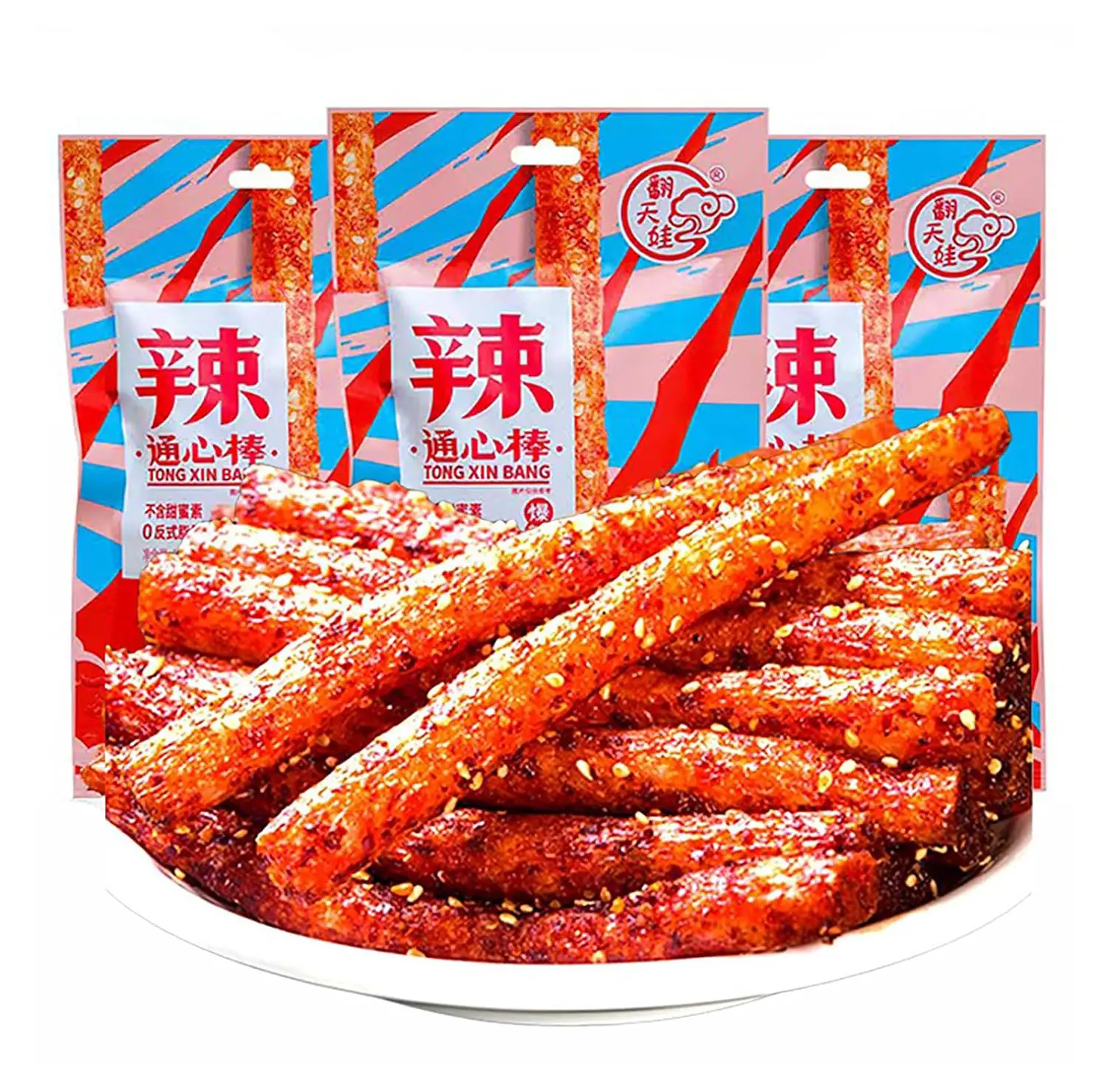 TXDYNLLK Latiao Spicy Strips 3 Packs Latiao Spicy Gluten Classic Chinese Special Snack Food, Vegan, , , 68g/2.39 Ounces per Pack (Pack of 3)