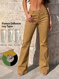 High Waist Flare Jeans for Women, Y2K Retro Bootcut Jeans, Stretchy Wide Leg Denim Pants, Casual Streetwear, Flattering for All Body Types,