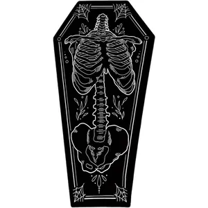 Gothic Coffin Bath Mat for Halloween, Non-Slip Halloween Rug for Home, Spooky Coffin Skeleton Runner Rug for Dark Aesthetic and Horror-Themed Parties (A, M(2cm Thick))