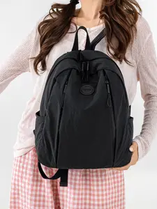 1pc  Women's backpack with solid color and clean color, zipper closure, fashionable and versatile, casual and simple, suitable for students, campus, work, commuting, shopping, women's backpack