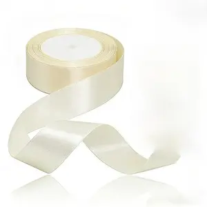 Luxurious Beige Ivory Satin Ribbon - 25.4 Meters 41mm Wide Solid Color Fabric Ribbon for DIY Crafts, Wedding Decorations, Christmas Celebrations, Hair Accessories, Floral Bouquets, Gift Wrapping, Home Decor & Event Styling, Jewelry Making Display