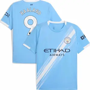 Unisex Soccer/Football Premier League Club Manchester City Erling Haaland Home/Away 2025/26 Home Replica Player Jersey - Sky Blue
