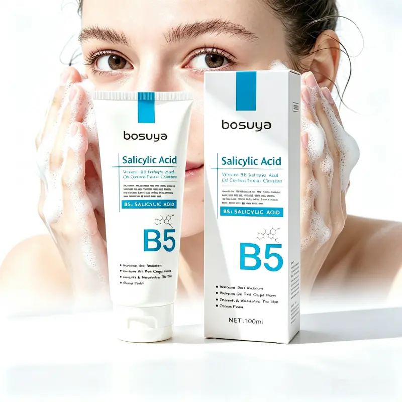 Salicylic Acid & Vitamin B5 Foaming Facial Cleanser - Mild Hydrating Daily Exfoliator for Acne-Prone Skin, Deep Pore Cleansing, Oil Control, Blackhead Removal, Skin Detox #sohochic#backtoschool