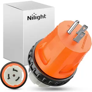 Nilight 15A to 50A RV Power Adapter - 110V Twist Locking Connector with Locking Ring, 5-15P Male Plug, SS2-50R Female Receptacle, Copper Core Generator Supply for Camper Electrical Conversion, RV Power Outlet Accessory