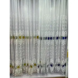 Embroidered Velvet Window Screen Curtain Anti Scratch Privacy Light Filtering Bay Window