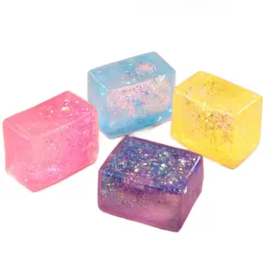 4pcs Large Glitter Ice Cube Fidget Toy - Colorful Ice Cube Stress Relief Toys for Stress Relief, Anti-Anxiety, ADHD Sensory Toys for Adults & Kids