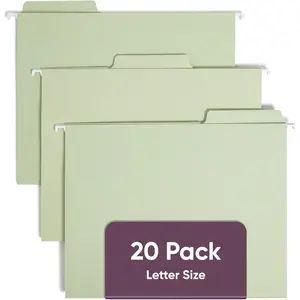 FasTab Hanging File Folder, 1/3-Cut Built-in Tab, Letter Size, Moss, 20 Count (64082)
