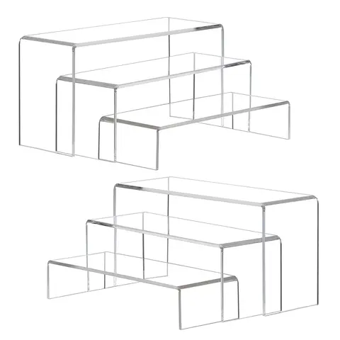 2 Sets Clear Large Dessert Display Stand, Transparent Rectangular Display Stand for Collectibles, Retail Countertop Upright Display Stand for Organizing and Decorating