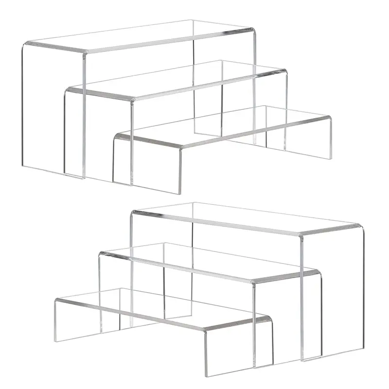 2 Sets Clear Large Dessert Display Stand, Transparent Rectangular Display Stand for Collectibles, Retail Countertop Upright Display Stand for Organizing and Decorating