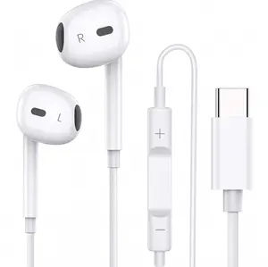 USB-C Headphones with Mic & Volume Control- HiFiStereo Earbuds for iPhone 1717 Pro/16/15, Samsung S25/S24/S23, Pixel 10/9, OnePlus & USB-C Phones