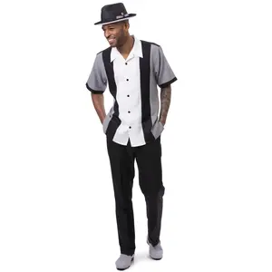 Montique Black Houndstooth Color Block Walking Suit