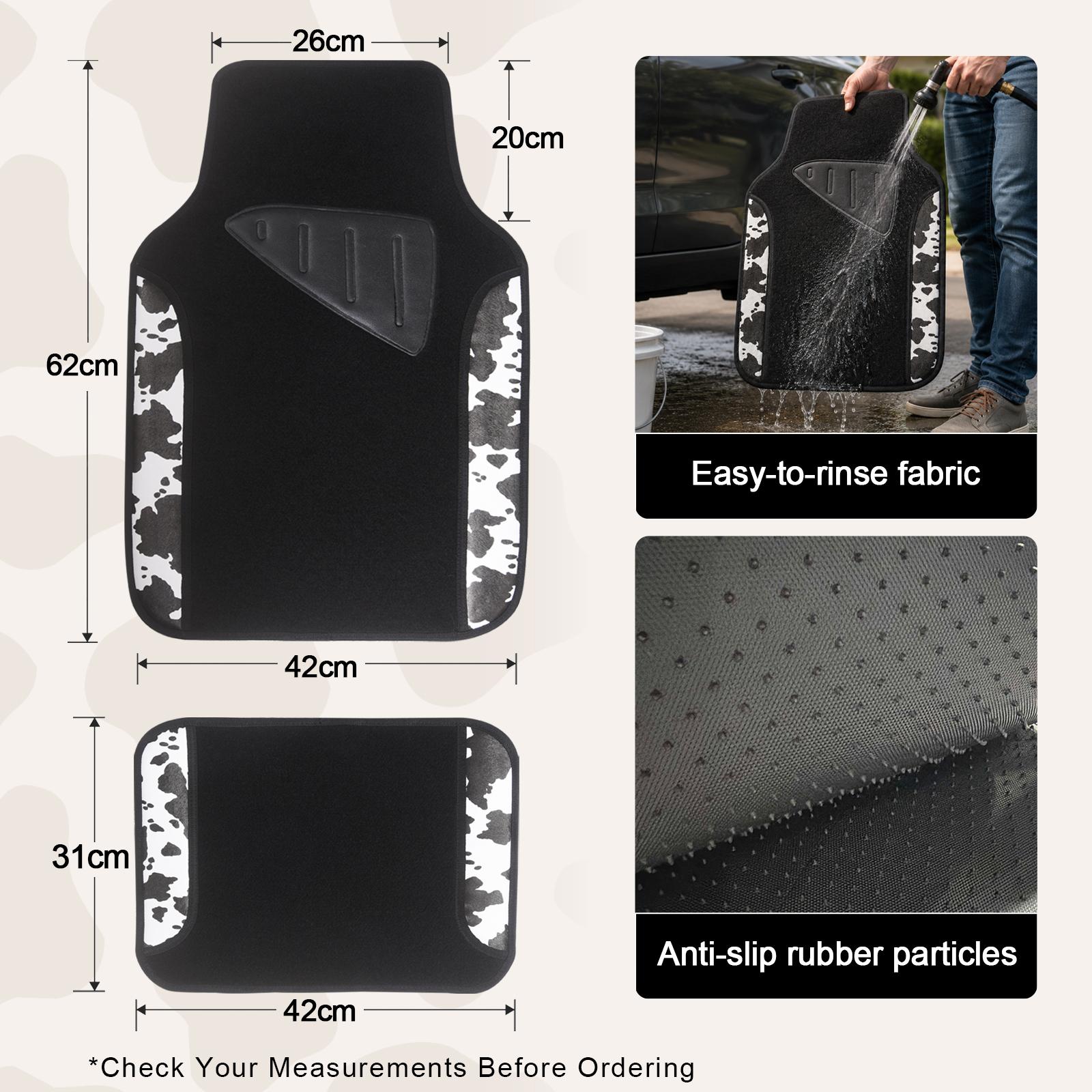Cow Print Car Seat Covers Full Set, 11PCS Cute Cow Pattern Car Accessories Kit with Steering Wheel Cover, Seat Belt Pads & Floor Mats, Universal Fit for Cars SUVs Trucks