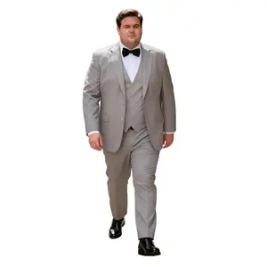Big & tall Men's Three-Piece Formal Suit with Notch Lapel Vest Included Flap Pockets Tailored Design Long Sleeve Workwear Wedding Guest Outfits Beige Elegant Menswear