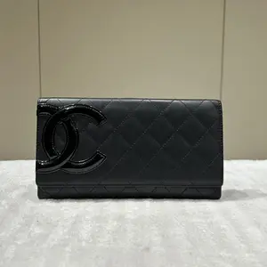 Pre-owned CHANEL Leather Small Leather Goods Calfskin Quilted Cambon Wallet Black 66471649