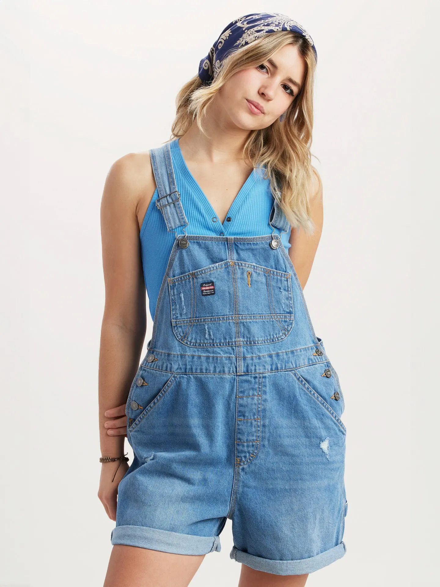 Women’s Denim Shortalls – Adjustable Strap Cotton Short Overalls, Casual Summer Outfit