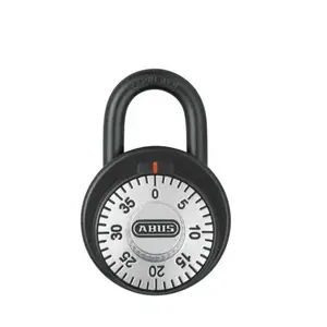 ABUS 78/50 C Security Lock, Black KTL-Coated 3-Dial Combination Padlock with Corrosion Resistance, Silver Finish, Key Control, 1 31/32" Width