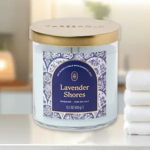 Threshold 2-Wick Glass Jar Candle,Driftwood Sea Salt,21.5oz,Trending Scented Candles,Long Burning,TikTok Hot Sale,Aromatherapy Decor,Coastal Scent