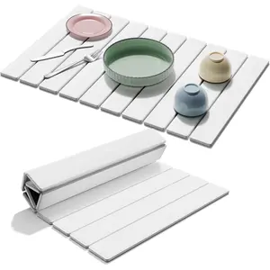 Stone Dish Drying Mat for Counter - 24''L x 16''W Dish Mat Drying Mat Diatomaceous Earth Collapsible Dish Mat, Eco-Friendly Absorbent Quick Drying Stone Bath Mat for Dishes Cup
