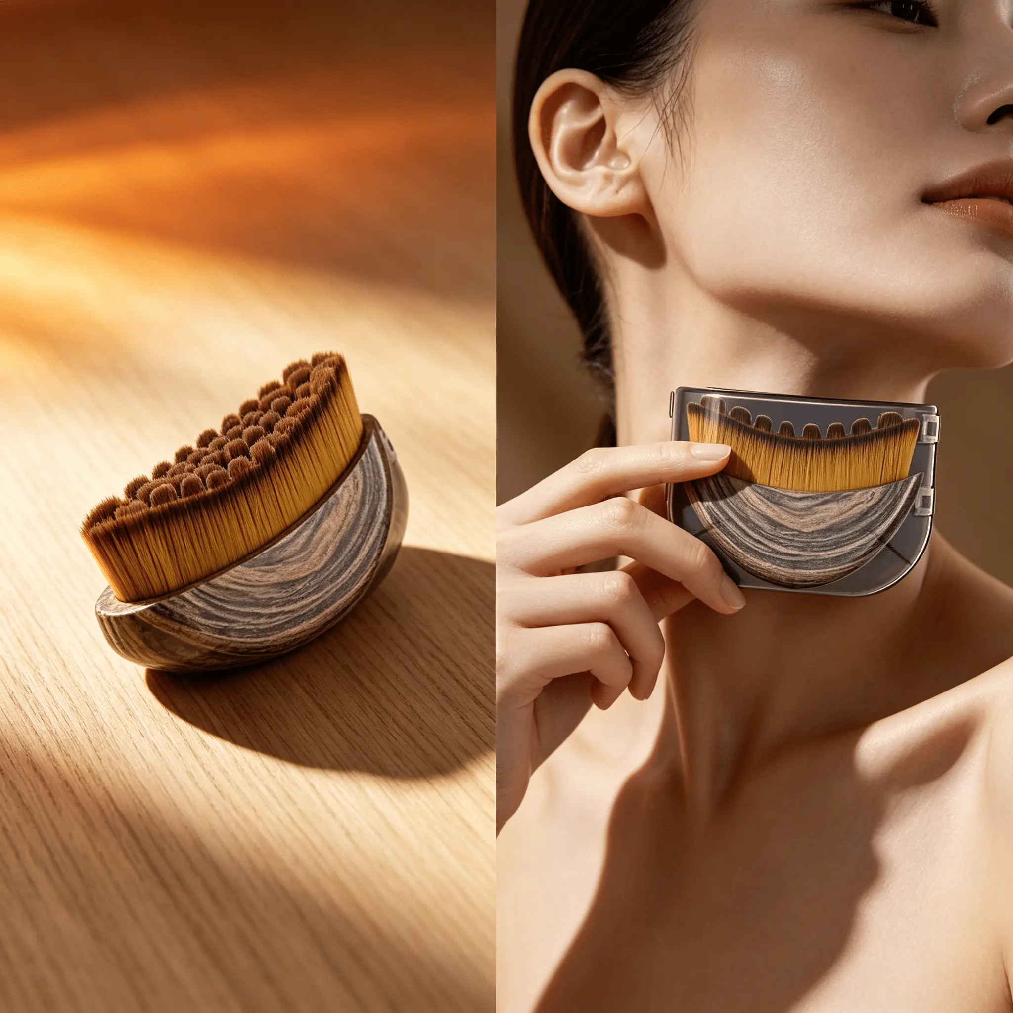 Compact Crescent Wood Lymph Face Sculpting Massager Brush, Natural Wooden Ergonomic Tool Relieving Facial Puffiness, Draining Lymph Flow, Firming Face & Neck Skin, Slimming Double Chin, Travel Friendly Home Spa Facial Circulation Booster