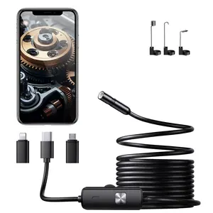 Snake Camera with Light (16.4ft), 1920P HD Endoscope for iOS & Android Smartphone, Semi-Rigid Inspection Borescope Tool with 8 Adjustable LEDs ip67 waterproof