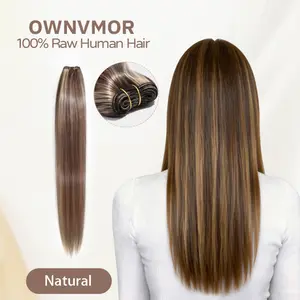 OWNVMOR 4/27Highlight Hair Bundles for Sew in P4/27 Straight Quick Weave Bundles Brazilian Human Hair Highlight Honey Blonde Bundless For Women soft locs