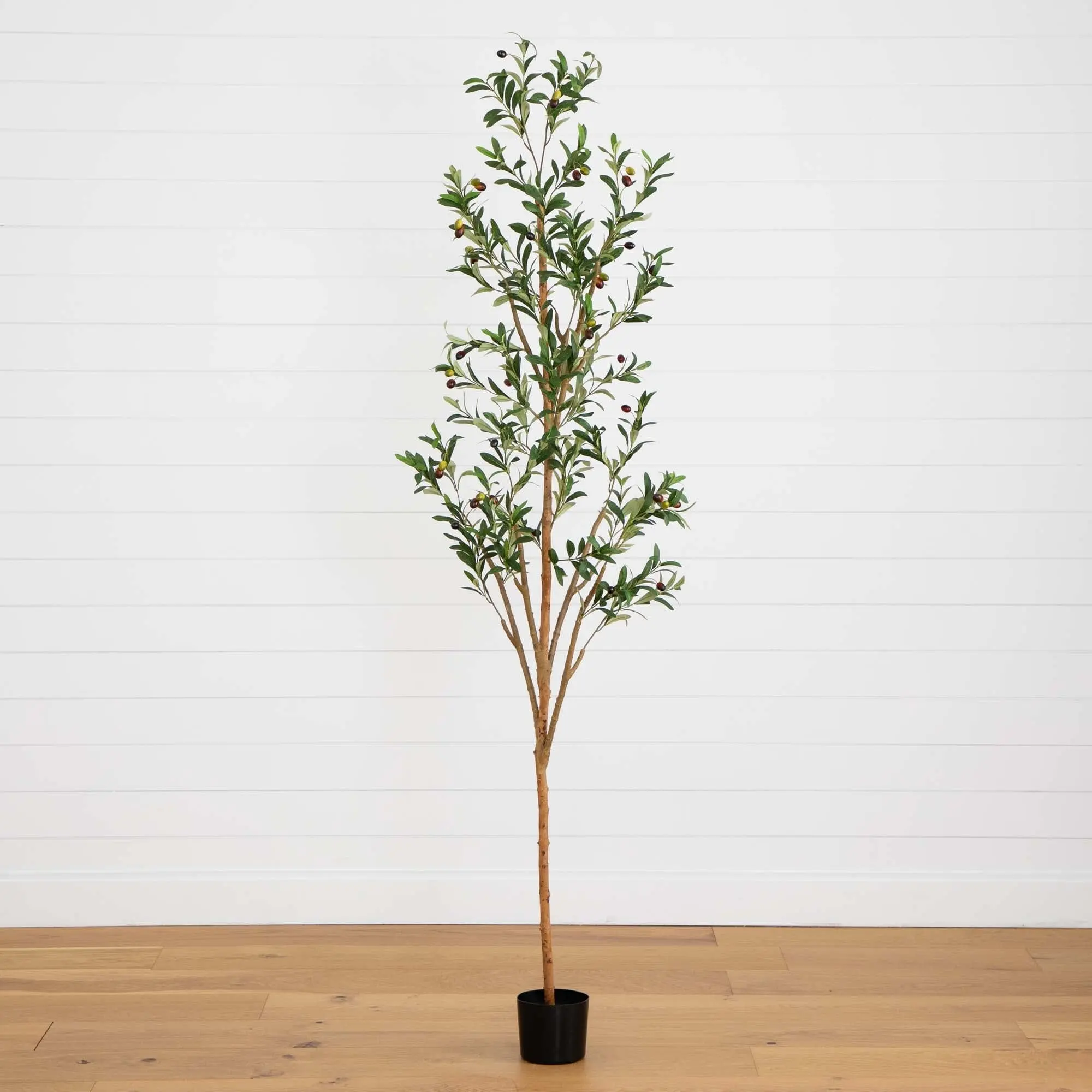 82” Italian Artificial Olive Tree with Fruit, Potted Plant in Basket for Home Decor, Mediterranean Botanical Aesthetic Room Decor