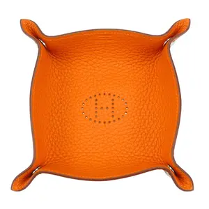 Pre-owned HERMÈS Calfskin Small Leather Goods Hermes Vidposh Mini Taurillon Clemence Tray