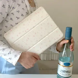 Three-Fold Stand Mirror Tablet Case for iPad 10th Gen 10.9", iPad Pro 2018-24 11"/12.9", Air Series 9.7"-11", Mini 6/7 8.3", Bow Design, Tablet Accessories