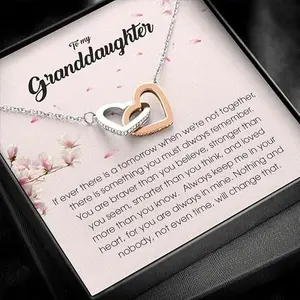 To My Granddaughter, Interlocking Heart Necklace, Unique Birthday Graduation Christmas Gift Idea for Granddaughter, Necklace Gift for Granddaughter from Grandpa, Jewelry from Grandma