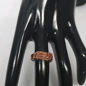 Copper wire ring, semi adjustable ring, Wire wrapped ring