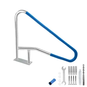 Pool Handrail 55"x32" Pool Railings for Inground Pools, Safety Handrails 375lbs Load Capacity, 304 Stainless Steel Stair Rail with Grip Cover