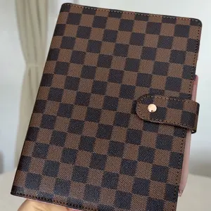 DAILY RITMO A5 Checkered Organizer Notebook - PU Leather Binders, 6-Ring Dividers Binders Cover, 160-Page Daily To-Do List Office Accessories Planner