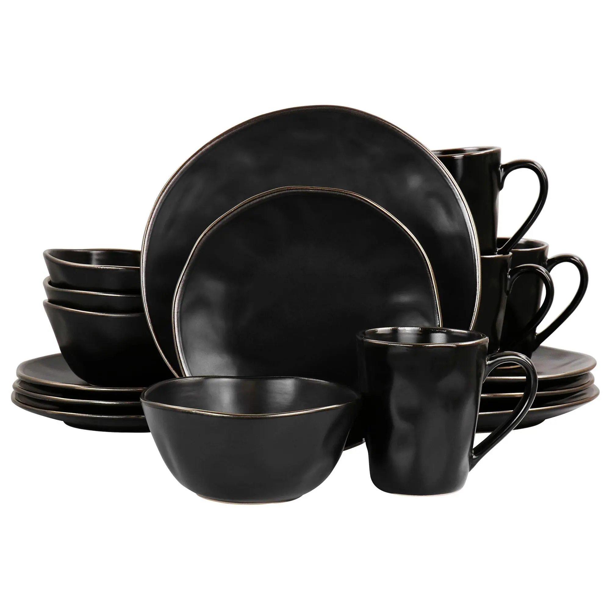 Elama 16-Piece Modern Stoneware Dinnerware Set