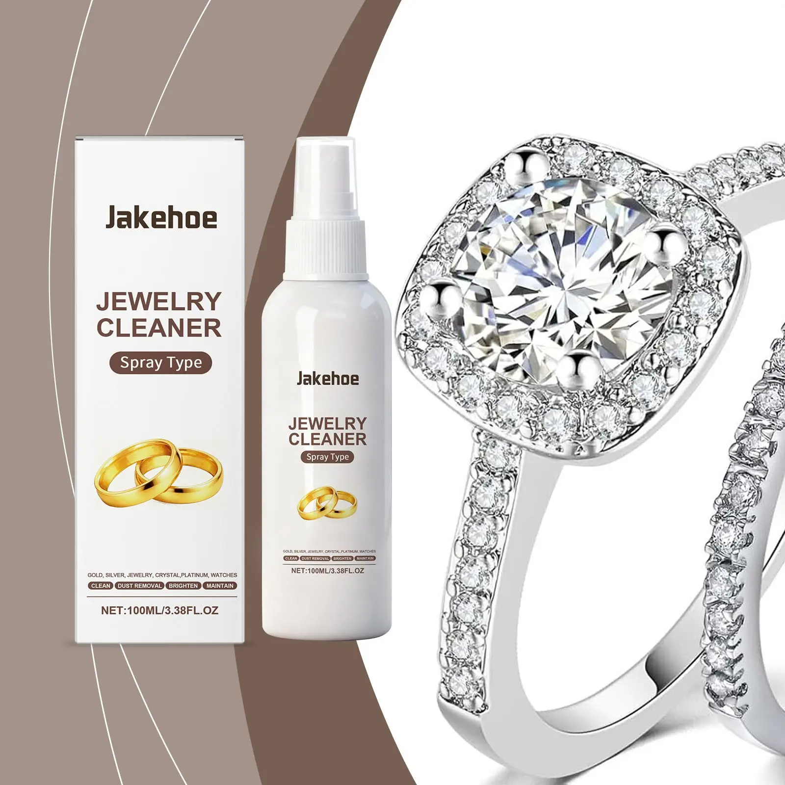 Jakehoe Jewelry Cleaner, Watch Diamond Ring Surface Stain Removal, Shine Maintenance Cleaning Agent, Jewellery Care Solution