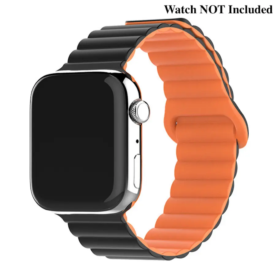 Adjustable Magnetic Silicone Band,  Unisex Double-Sided Reversible Strap for Apple Watch Ultra 1/2/3, Series 6-11 Smart Wearable Devices