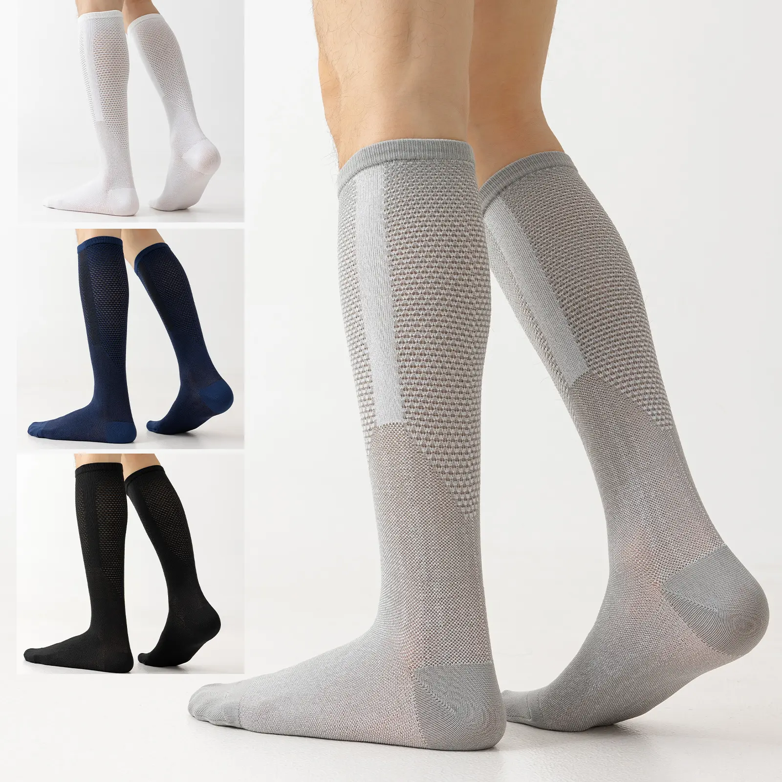 Women's & Men's 8-Pair 15-20mmHg Graduated Compression Stockings, High Stretch Knee-High Sports Fit Socks for Running, Cycling, Elastized Knee-High Socks
