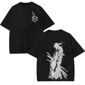 Roronoa Zoro One'Piece washed tee shirt Oversize Tee Anime Mange Vintage Design Top Cotton Streetwear T-Shirt for Menswear & Womenswear Fabric Oversized casual Graphic Summer One Piece Devil Fruit