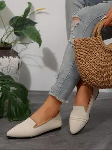 Women's Fashionable Plain Color Slip on Flats, Lightweight Slip ons, Casual Comfortable Breathable Flat Shoes for Daily Wear, Lightweight Mesh Shoes for Women & Girls