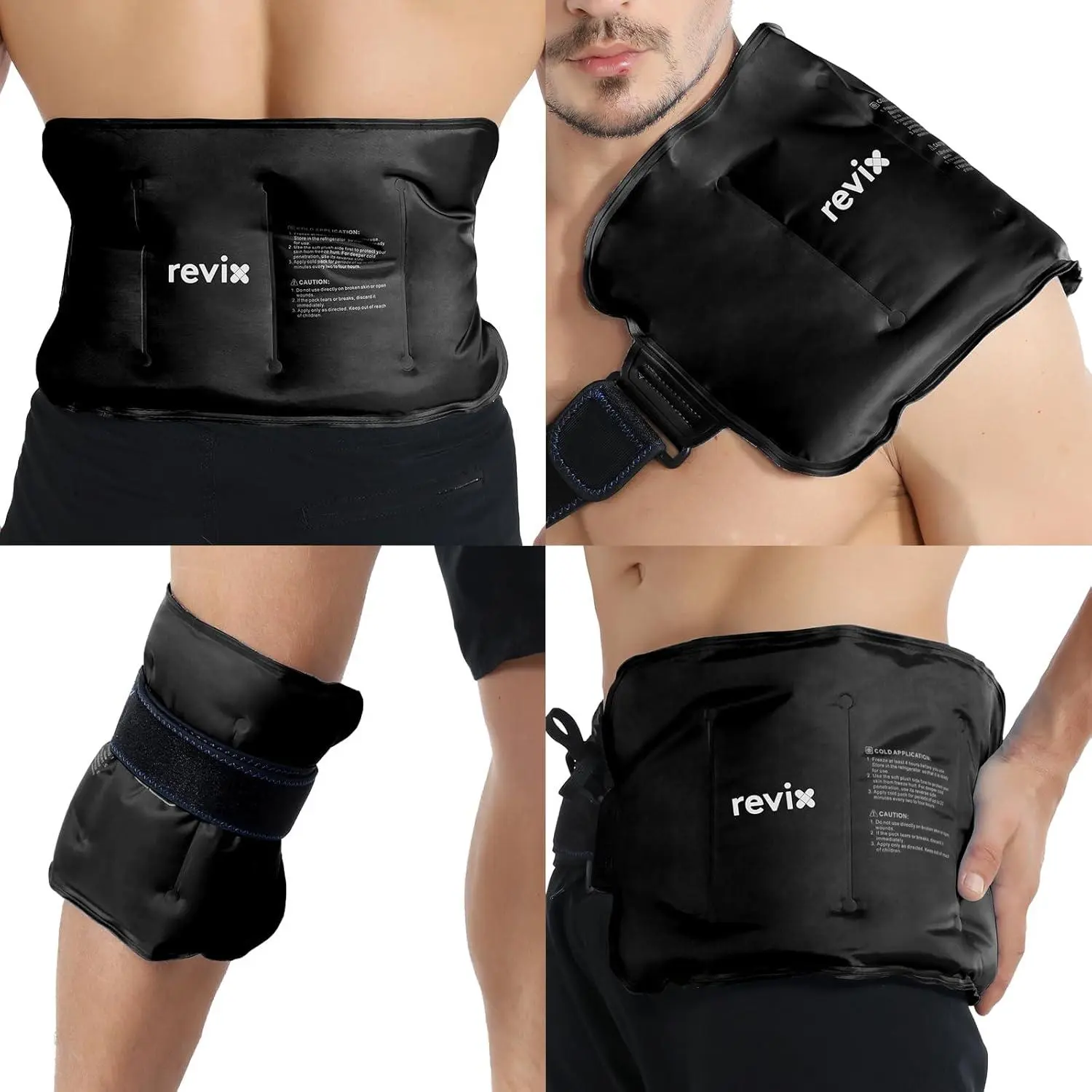 REVIX Ice Pack for tough workouts Reusable Gel for Lower Back & Shoulder, Black