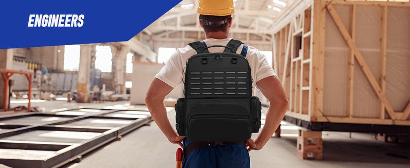 Tool Backpack Heavy Duty for Men - 3 Tool Pouches Work Tool Bag for Electrician Industrial Construction HVAC Techs Repairman, Large Space & Durable