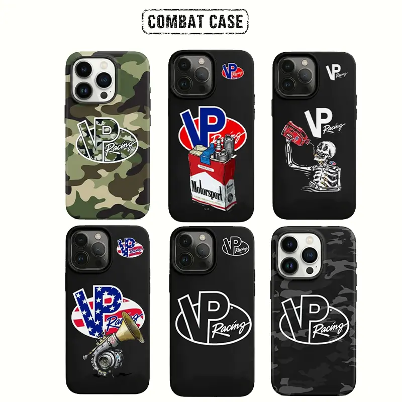 Combat Case Collection VP Racing Fuels Phone Case, Motorsport Spark Plug Pack Cover, Retro Car Enthusiast Cell Protector  for iPhone 17/16/15/14/13/12/11 ProMax/Plus Racing Mechanic Blue Collar Fan Gear For Him For Her