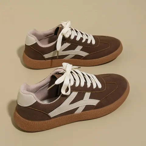 Women's Classic Vintage Style Sneakers, Patchwork Design Sneakers, Textile Sneakers, Casual Tennis Skate Shoes, Non-Slip Training Shoes for Walking & Sports, Athletic Workout Sneakers, Daily Casual Sneakers, Footwear Sneakers