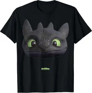 DreamWorks Dragons Toothless Night Fury Big Face Costume 3D T-Shirt (fast shipping)