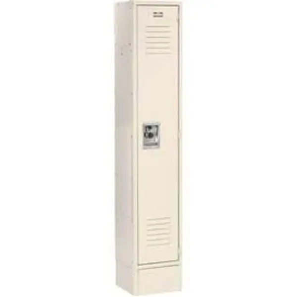 Global Industrial 254119TN 12x18x72 in. Single-Tier Infinity Locking Safe Locker, 1 Door, Steel Frame, Tan, Unassembled Kit with Blank Number Plates, Modern Security Protection, Office Safes Equipment, Extra Wide Louvers, Industrial Use, Security Storage,