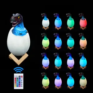 3D Dinosaur Design Night Light, 1 Set 16 Colors Touch LED Night Lamp with Stand Remote & Touch Control, Decorative Light for Home Bedroom Living Room