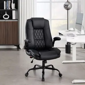 【Spring Break Sale] High Back Ergonomic Executive Office Chair with Flip-up Armrests,Computer Desk Chair High Back Executive Leather Chair Adjustable Task Chair Lumbar Back Support 8 Hours Heavy Duty
