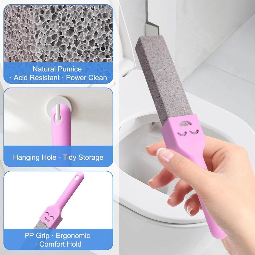 Pumice Stone Toilet Cleaner with Detachable Cute Handle, Multipurpose Household Cleaning Block for Toilet Bowl Bathtub Washbasin Sink Pool Daily Home Surface Cleaning 12 Pack