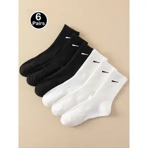 6 pairs of solid color calf socks, breathable sports socks, tubular socks, and seasonal neutral casual fashion socksRAIMENTRY